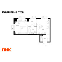 Планировка однокомнатной(квартира) площадью 35.56 квадратных метров в “ЖК Ильинские луга”