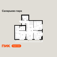 Планировка трехкомнатной(квартира) площадью 68.1 квадратных метров в “ЖК Саларьево парк”