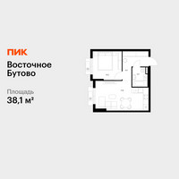 Планировка однокомнатной(квартира) площадью 38.1 квадратных метров в “ЖК Восточное Бутово”