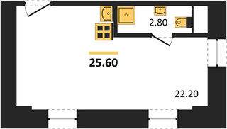 Планировка студии(квартира) площадью 25.1 квадратных метров в “ЖК Лофт Центросоюзный 13с2”