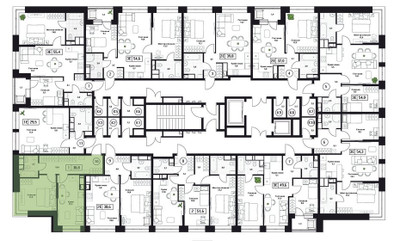 Планировка однокомнатной(квартира) площадью 38.8 квадратных метров в ЖК “ЖК Пушкино Град”