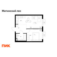 Планировка однокомнатной(квартира) площадью 36.2 квадратных метров в “ЖК Митинский лес”