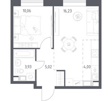 Планировка однокомнатной(квартира) площадью 39.24 квадратных метров в “ЖК Цветочные Поляны”