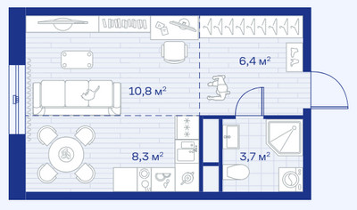 Планировка студии(квартира) площадью 29.2 квадратных метров в ЖК “ЖК Аристов берег”