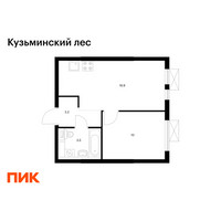 Планировка однокомнатной(квартира) площадью 33.6 квадратных метров в “ЖК Кузьминский лес”