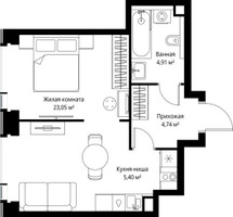 Планировка однокомнатной(квартира) площадью 38.1 квадратных метров в “Мультиквартал СИТИДЗЕН”