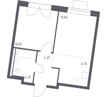 Планировка однокомнатной(квартира) площадью 36.36 квадратных метров в “ЖК Квартал Западный”