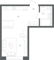 Планировка студии(квартира) площадью 24.9 квадратных метров в “ЖК Равновесие”