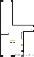 Планировка двухкомнатной(квартира) площадью 64.9 квадратных метров в “ЖК Легендарный квартал на Ботаническом саду”