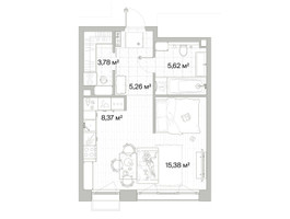 Планировка однокомнатной(квартира) площадью 38.41 квадратных метров в “Архитектурный проект Мыс”
