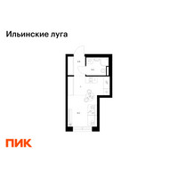 Планировка студии(квартира) площадью 21.5 квадратных метров в “ЖК Ильинские луга”