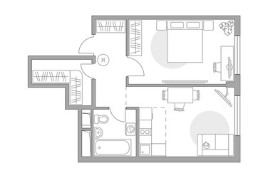Планировка двухкомнатной(квартира) площадью 37.77 квадратных метров в ЖК “ЖК Аникеевский”