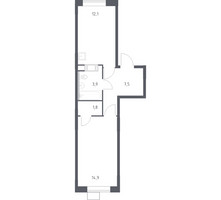 Планировка однокомнатной(квартира) площадью 40.2 квадратных метров в “ЖК Цветочные Поляны”