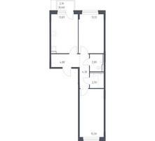 Планировка двухкомнатной(квартира) площадью 58.11 квадратных метров в “ЖК Новое Внуково”