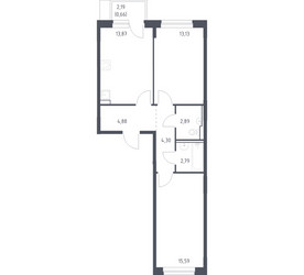 Планировка двухкомнатной(квартира) площадью 58.11 квадратных метров в ЖК “ЖК Новое Внуково”