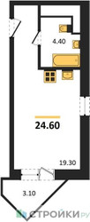 Планировка студии(квартира) площадью 24.6 квадратных метров в ЖК “ЖК Школьный”