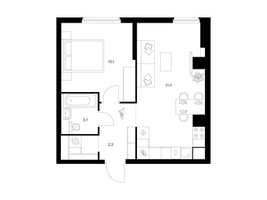 Планировка однокомнатной(квартира) площадью 45.2 квадратных метров в “ЖК Кронштадтский 9”