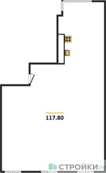 Планировка трехкомнатной(квартира) площадью 117.8 квадратных метров в ЖК “ЖК Лайм”