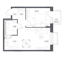 Планировка однокомнатной(квартира) площадью 41.01 квадратных метров в “ЖК Томилино Парк”