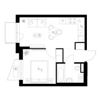 Планировка однокомнатной(квартира) площадью 32.3 квадратных метров в “ЖК Онежский вал”