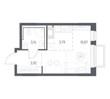 Планировка студии(квартира) площадью 21.72 квадратных метров в “ЖК Томилино Парк”