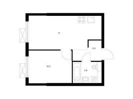 Планировка однокомнатной(квартира) площадью 34.4 квадратных метров в “ЖК Ильинские луга”