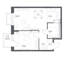 Планировка однокомнатной(квартира) площадью 41.01 квадратных метров в “ЖК Томилино Парк”