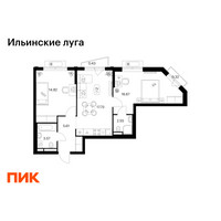 Планировка двухкомнатной(квартира) площадью 61.7 квадратных метров в “ЖК Ильинские луга”