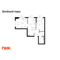 Планировка двухкомнатной(квартира) площадью 49.3 квадратных метров в “ЖК Зеленый парк”