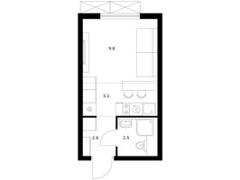 Планировка студии(квартира) площадью 20 квадратных метров в “ЖК Яуза Парк (Мытищи)”