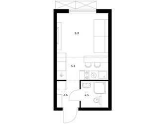 Планировка студии(квартира) площадью 20 квадратных метров в ЖК “ЖК Яуза Парк (Мытищи)”