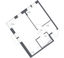 Планировка однокомнатной(квартира) площадью 40.78 квадратных метров в “ЖК Молжаниново”