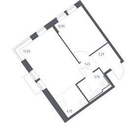 Планировка однокомнатной(квартира) площадью 40.78 квадратных метров в ЖК “ЖК Молжаниново”