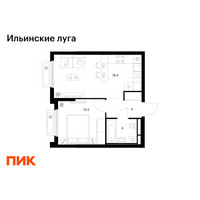 Планировка однокомнатной(квартира) площадью 36.9 квадратных метров в “ЖК Ильинские луга”