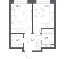 Планировка однокомнатной(квартира) площадью 33.46 квадратных метров в “ЖК Цветочные Поляны”
