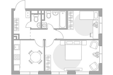 Планировка двухкомнатной(квартира) площадью 49.7 квадратных метров в ЖК “ЖК Нижегородская от Гранель”