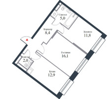 Планировка двухкомнатной(квартира) площадью 56.2 квадратных метров в “ЖК Ривер Парк Коломенский”