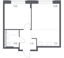 Планировка однокомнатной(квартира) площадью 39.93 квадратных метров в “ЖК Квартал Западный”