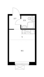 Планировка студии(квартира) площадью 19.7 квадратных метров в ЖК “ЖК Волжский Парк”