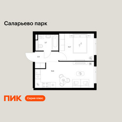 Планировка однокомнатной(квартира) площадью 34.5 квадратных метров в ЖК “ЖК Саларьево парк”