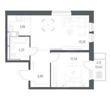 Планировка однокомнатной(квартира) площадью 47.51 квадратных метров в “ЖК Большое Путилково”