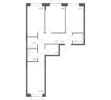 Планировка трехкомнатной(квартира) площадью 78.52 квадратных метров в “ЖК Новое Внуково”
