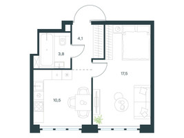 Планировка однокомнатной(квартира) площадью 35.9 квадратных метров в “ЖК Левел Южнопортовая”