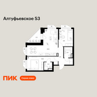 Планировка двухкомнатной(квартира) площадью 59.7 квадратных метров в “ЖК Алтуфьевское 53”
