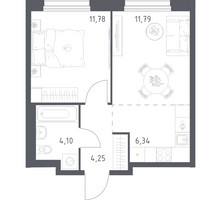 Планировка однокомнатной(квартира) площадью 38.26 квадратных метров в “ЖК Новое Внуково”