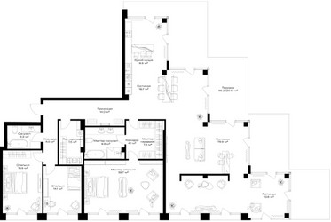 Планировка трехкомнатной(квартира) площадью 266.7 квадратных метров в ЖК “Клубный дом Опус”
