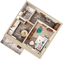 Планировка однокомнатной(квартира) площадью 41.93 квадратных метров в “ЖК Московский (Красная Горка-2)”