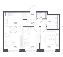Планировка двухкомнатной(квартира) площадью 51.97 квадратных метров в “ЖК Богдановский Лес”