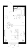 Планировка студии(квартира) площадью 28.1 квадратных метров в “ЖК Восточное Бутово”