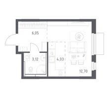 Планировка студии(квартира) площадью 25.9 квадратных метров в “ЖК Мытищи Парк”